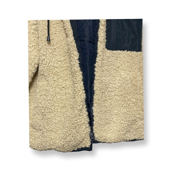 Topshop Teddy Jacket Full Zip Closure Waist Length Adjustable Drawstring Beige 4 - Picture 3 of 9